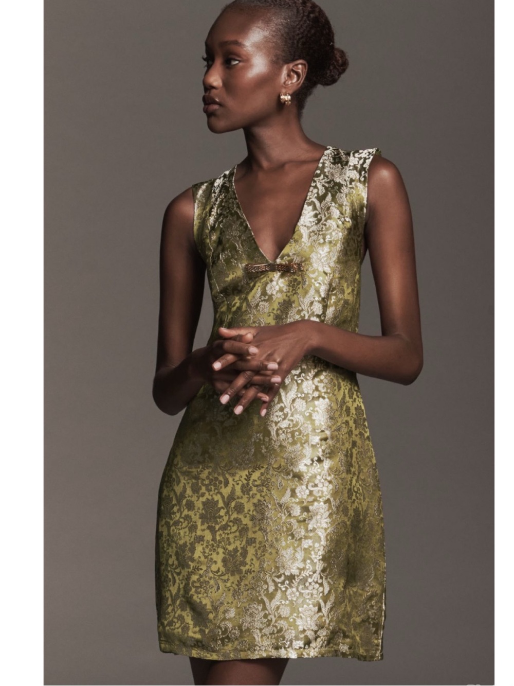 Anthropologie Maeve Sleeveless Brocade Shift Dress XL Green New Tags